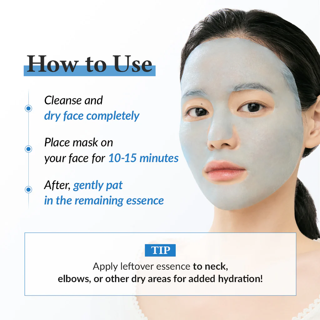Mascarilla hidratante azul aguamarina (paquete de 4)